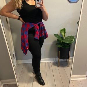 Red and blue flannel top